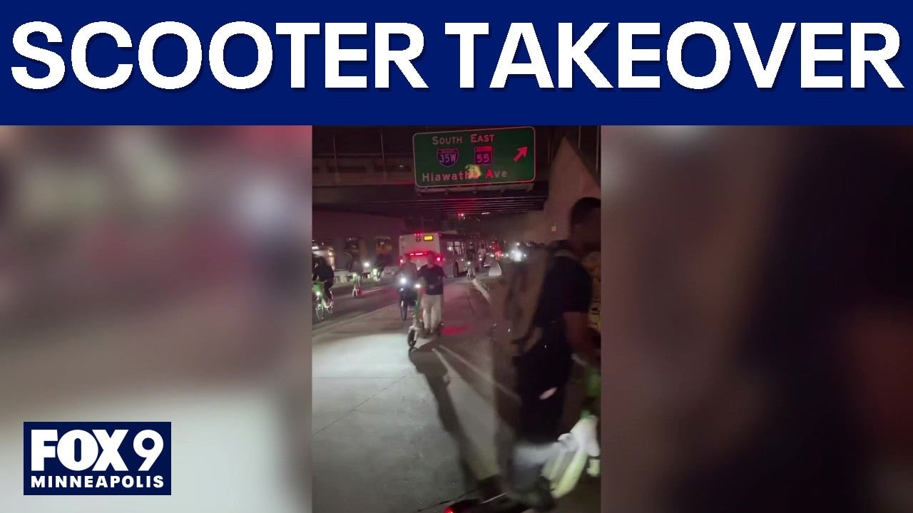 Minneapolis scooters ride onto I-35W, around downtown