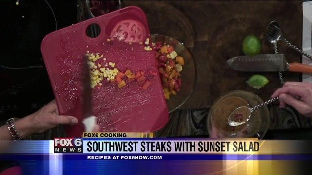 Check out this recipe for Grilled Southwest Steaks with Sunset Salad