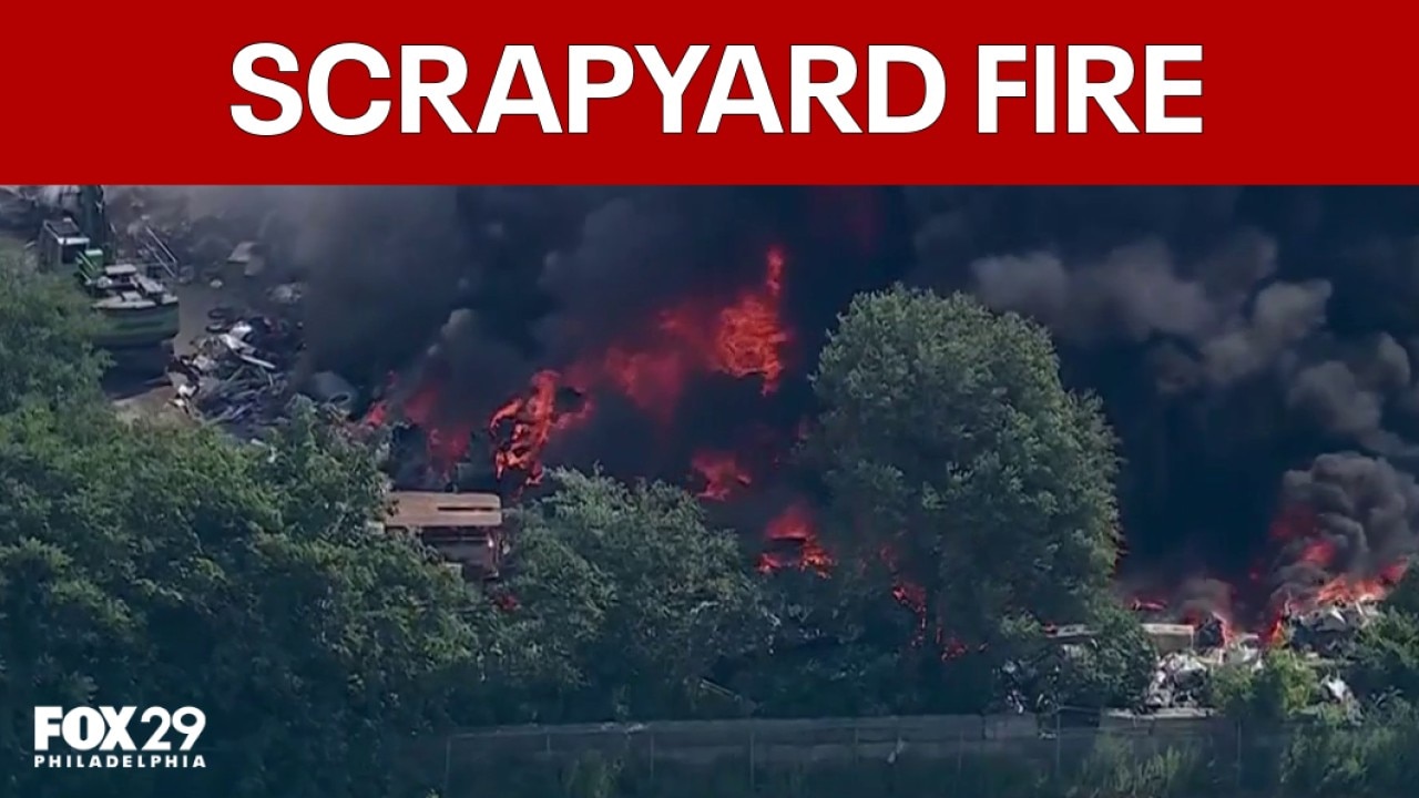 Two firefighters hospitalized after Darby Township scrapyard fire  