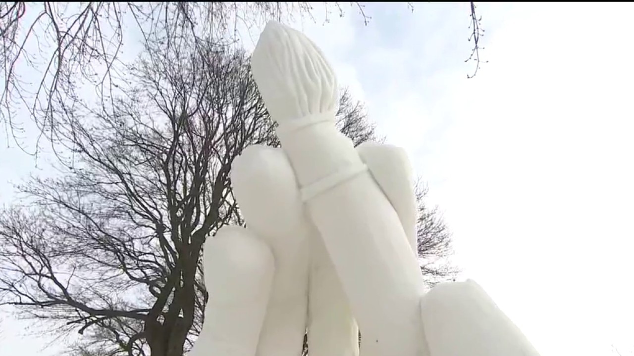 10-foot-tall snow blocks 