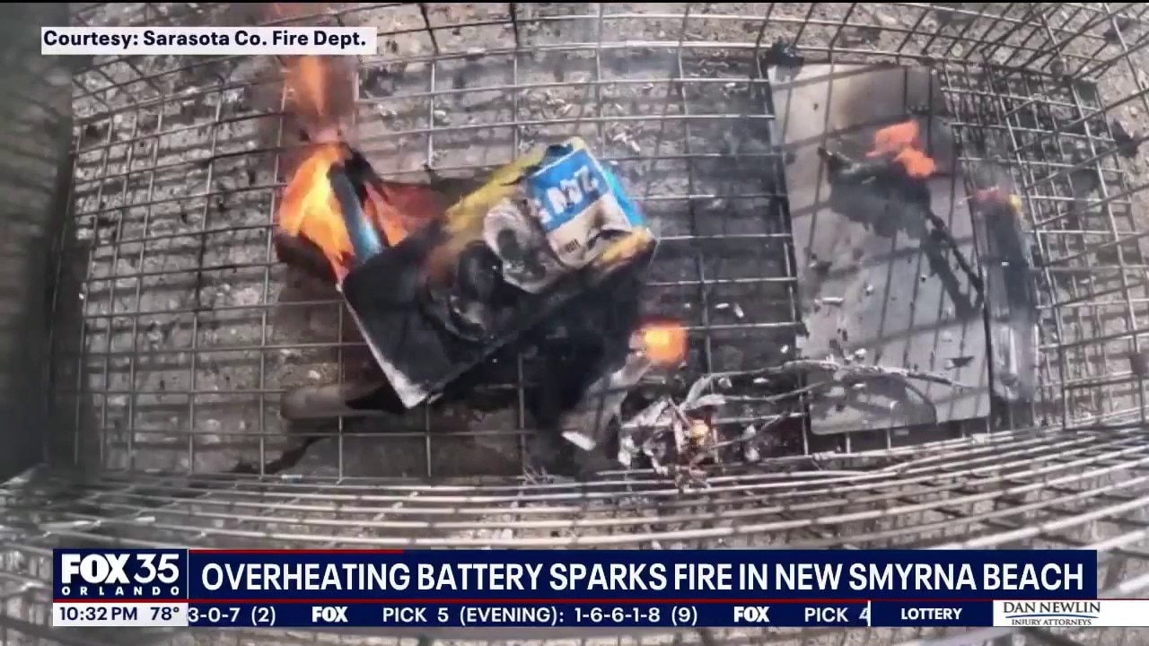 Overheating battery sparks fire in New Smyrna Beach