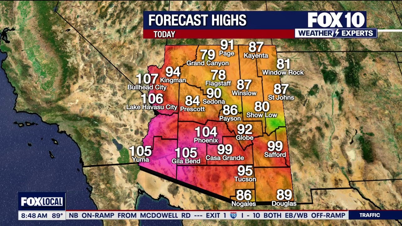 Arizona weather forecast: Triple-digit heat eases as rain chances rise