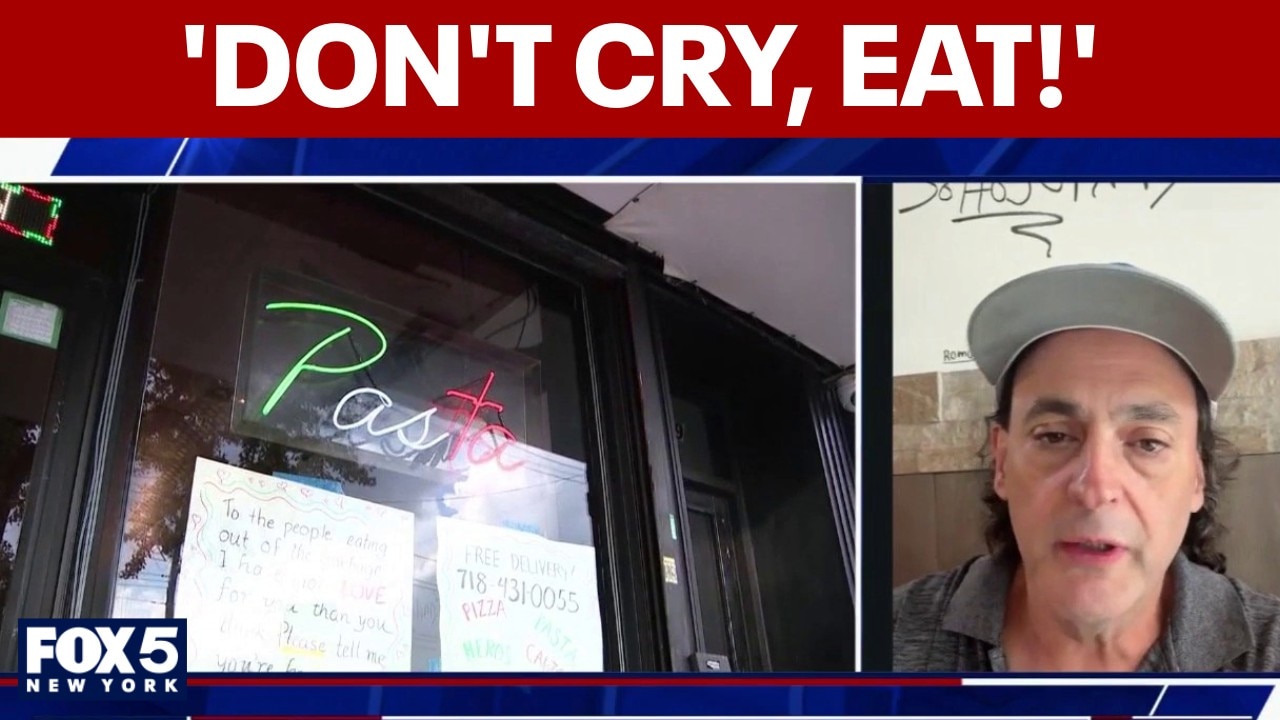 Bronx pizzeria owner on his viral act of kindness: "Don't cry, eat!"