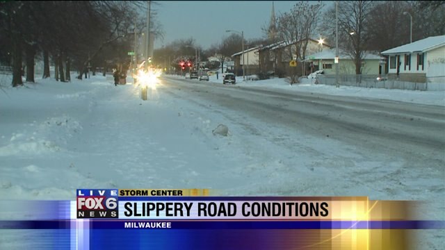 Snow, ice-covered roads causing accidents, delays