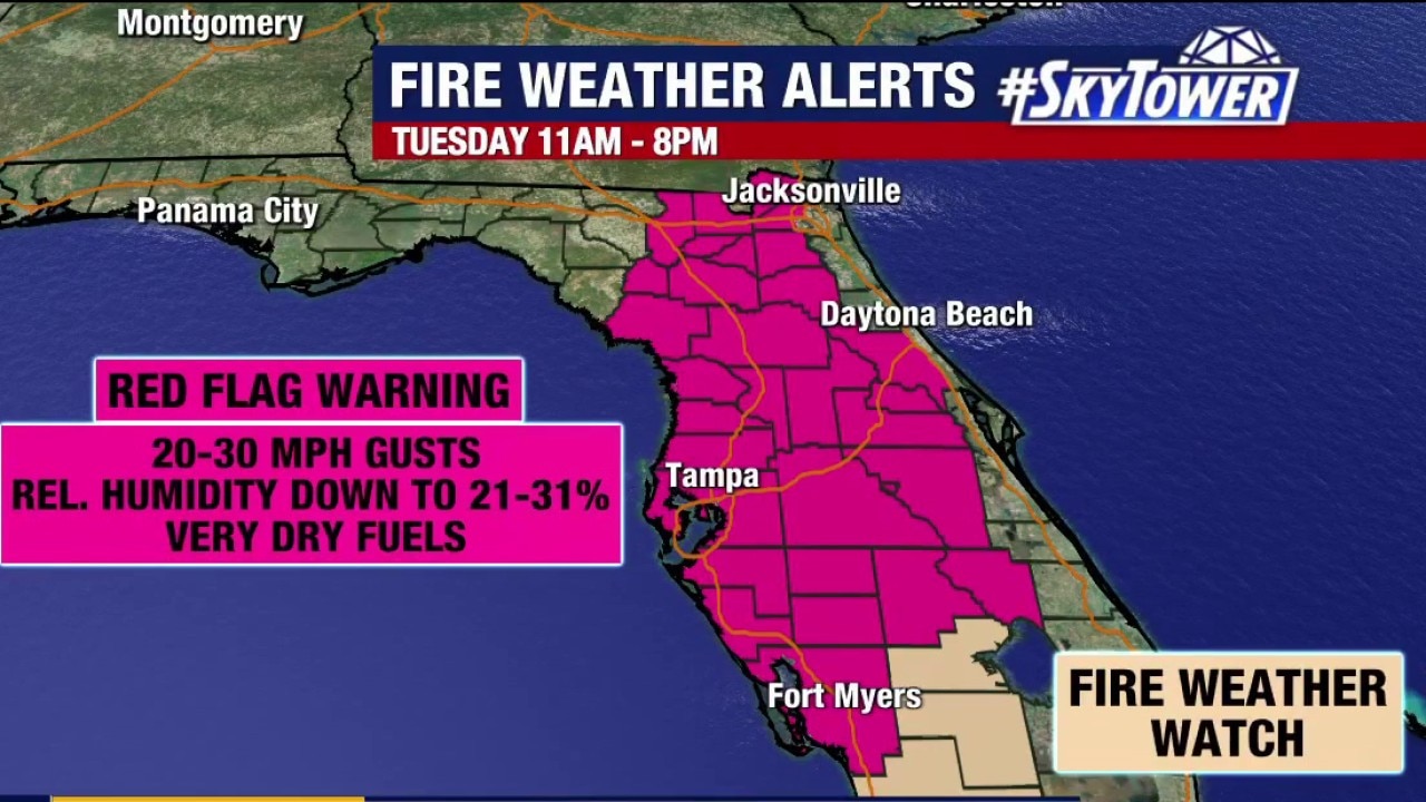 High fire risk warning in effect in Florida