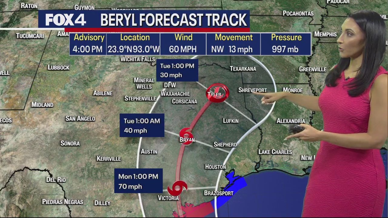 Tropical Storm Beryl: Updated timing, track
