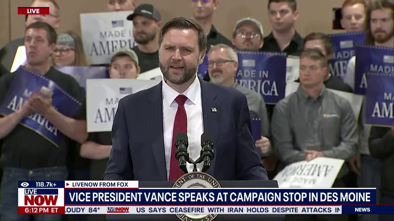 VP Vance gives remarks in Des Moines, IA