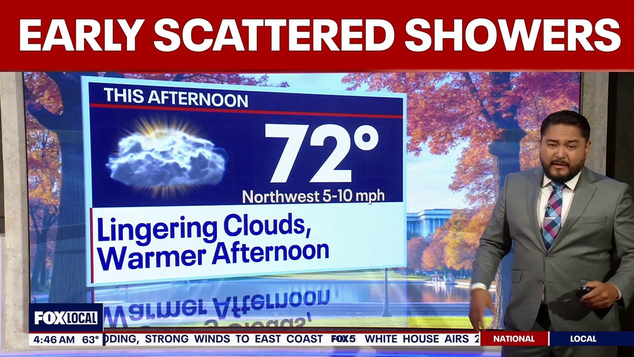 DC weather: Early Monday scattered showers, mostly cloudy afternoon