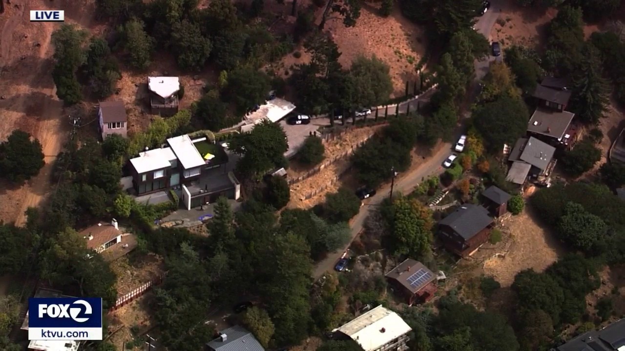 Aerial views: 2 people struck by gunfire in Oakland hills