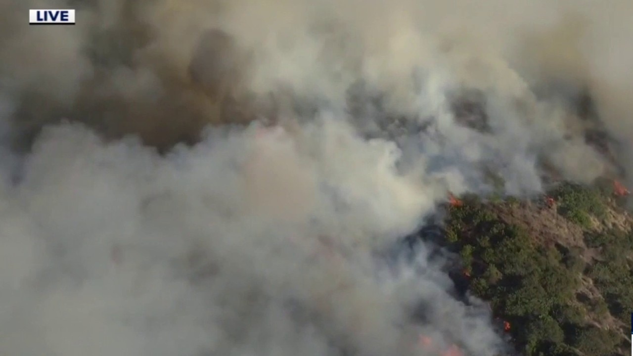 Brush fire sparks along 405 Freeway in Brentwood