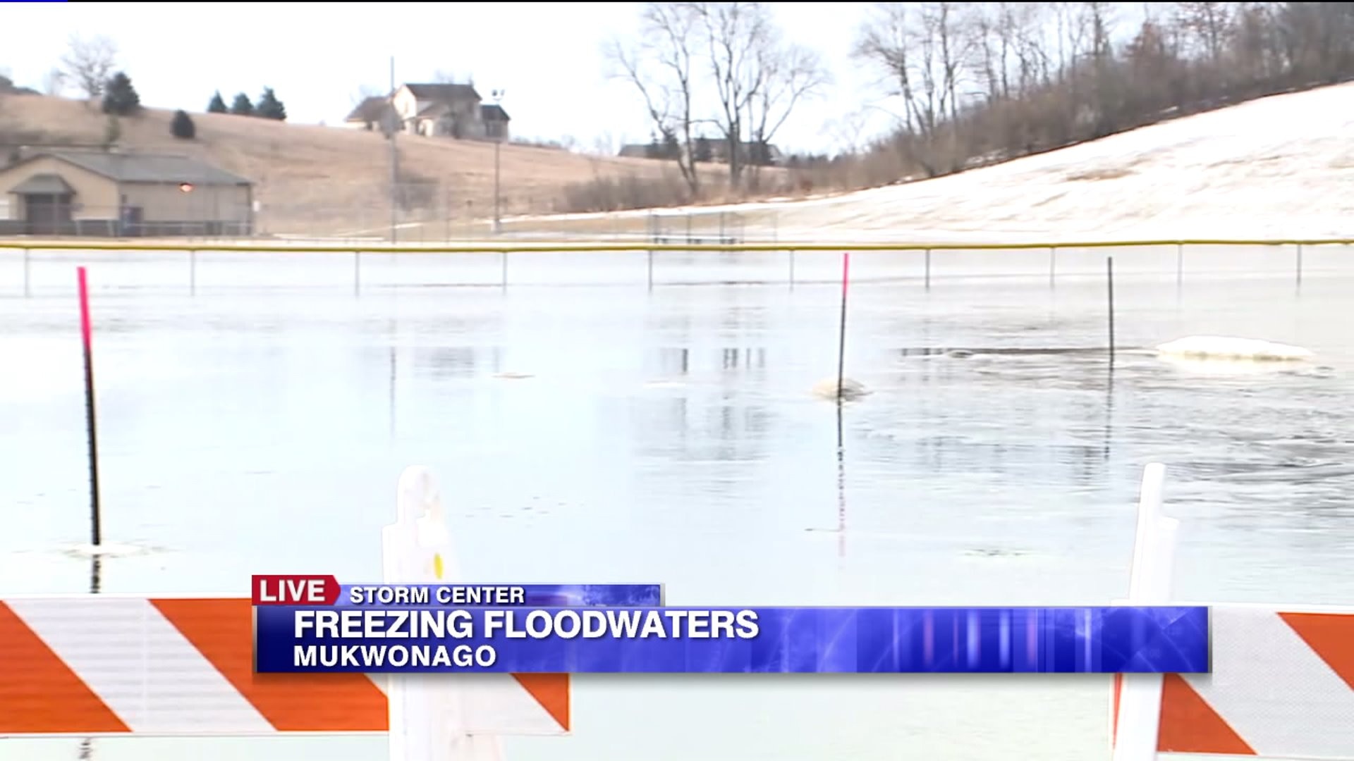 Freezing floodwaters