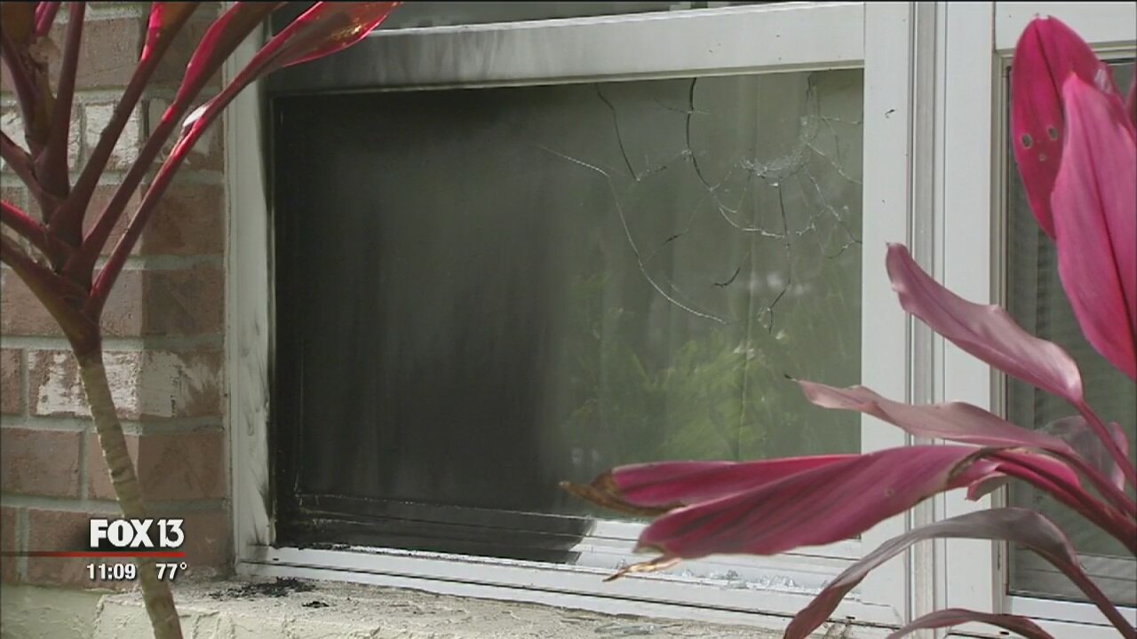 Homeowner awakend by flare shot through window