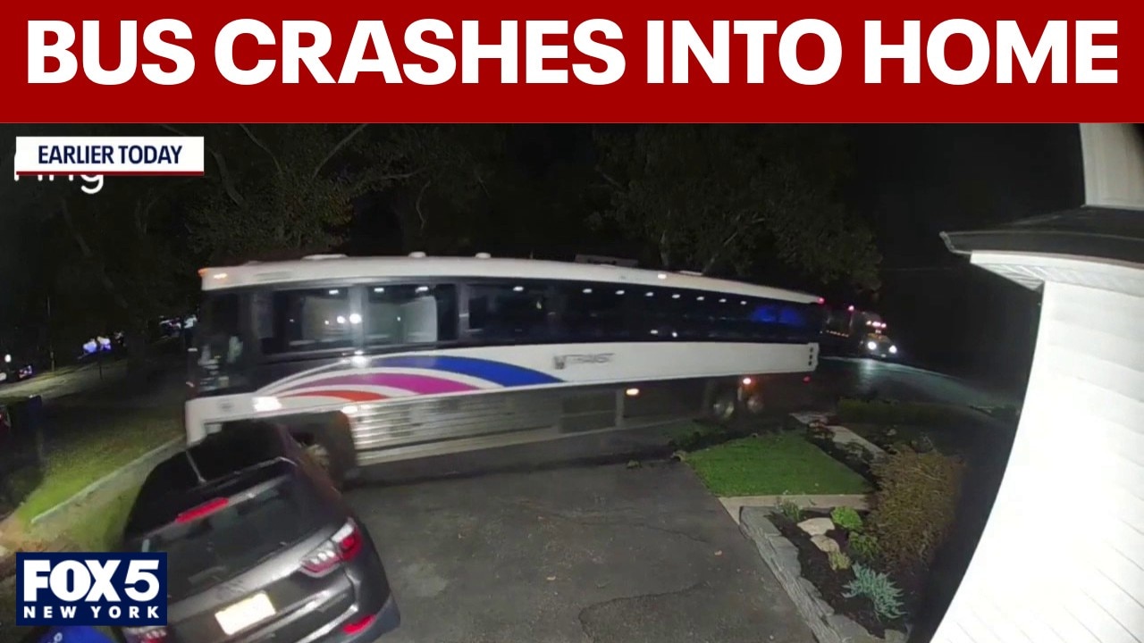 VIDEO: NJ Transit bus crashes into home in Englewood, NJ
