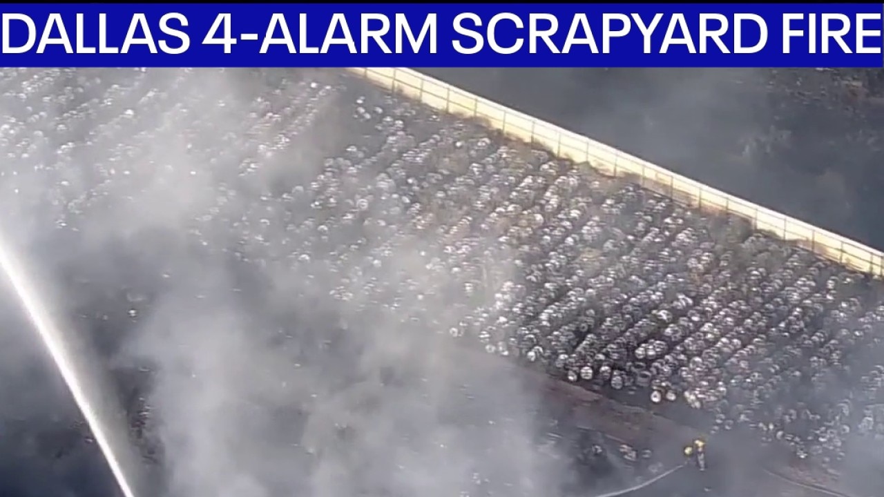 More than 100 firefighters battle massive 4-alarm scrapyard and structure fire in Dallas