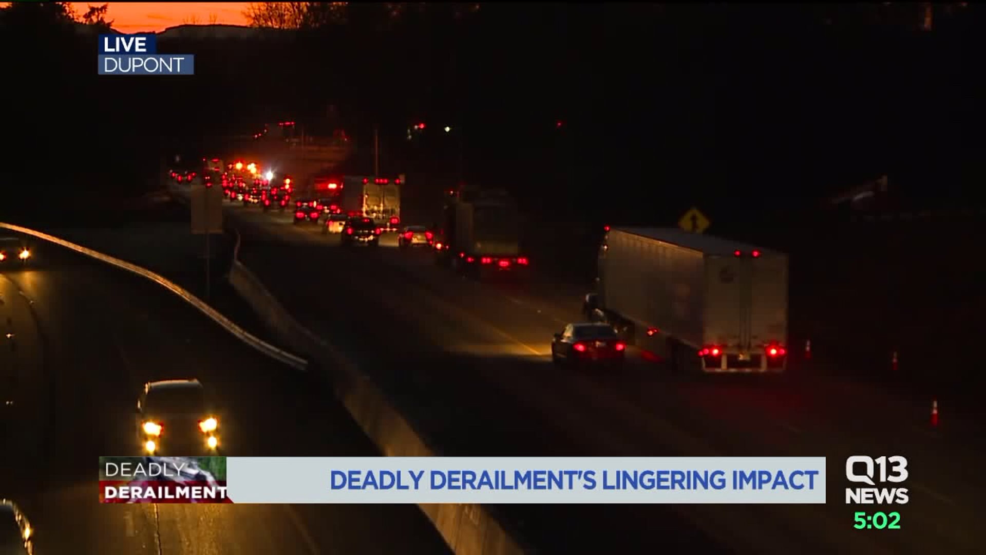 Southbound I-5 reopens after Amtrak derailment