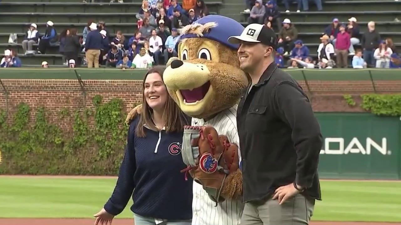 Cubs fan saved by White Sox fan’s kidney throws first pitch at Wrigley Field