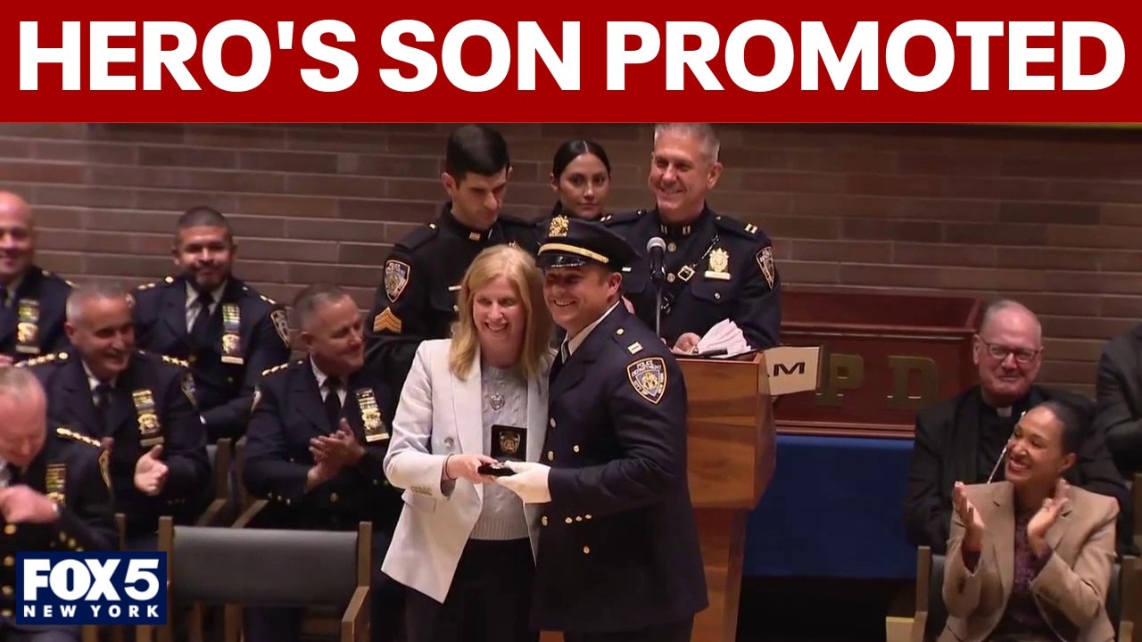 Son of NYPD hero promoted at Lower Manhattan ceremony