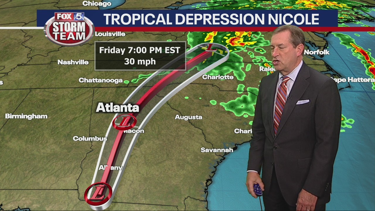 Tropical Depression Nicole to bring soggy start to Friday