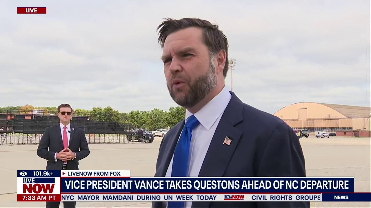 Vance speaks to reporters ahead of NC trip