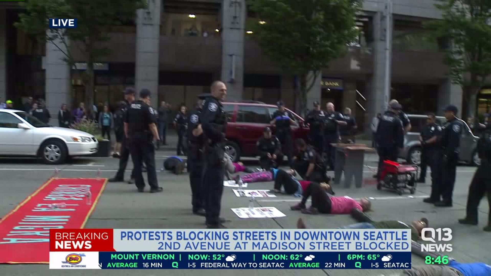 Protest blocking downtown Seattle streets