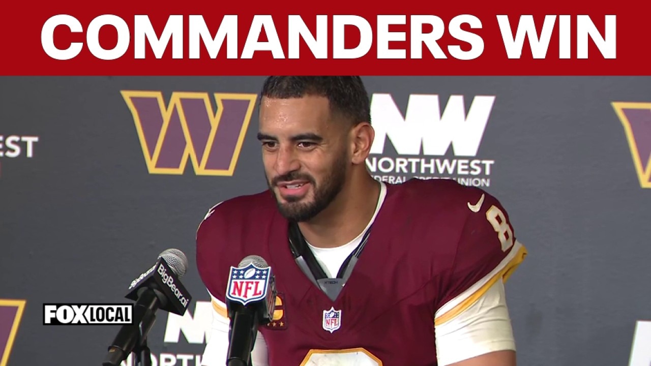 WATCH: Commanders QB Marcus Mariota speaks after defeating Seattle in home opener