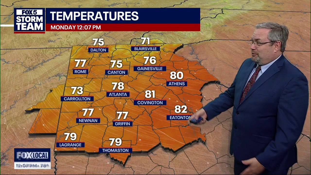 Monday midday weather forecast