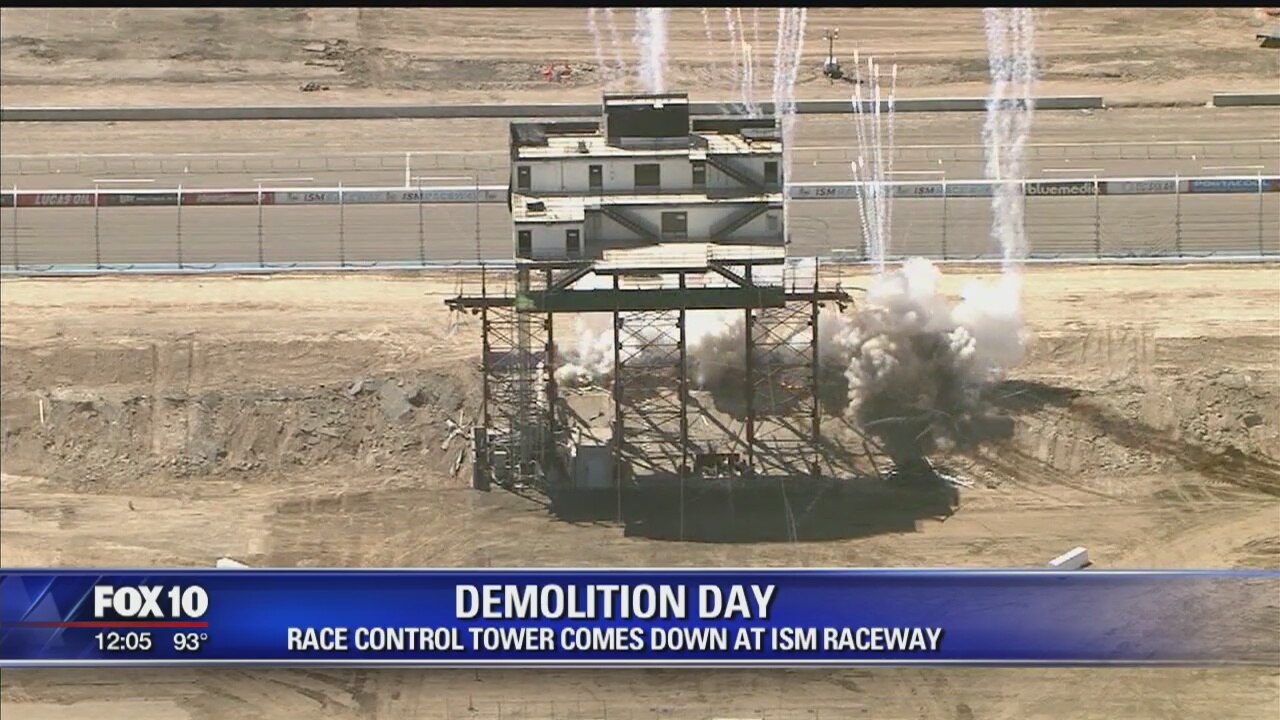 Crews demolish control tower at ISM Raceway