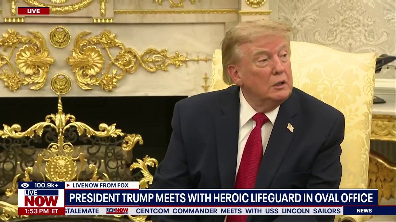Pres. Trump answers reporter questions in the Oval Office
