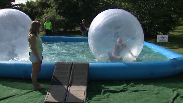 Laura tries her hand at the hamster ball