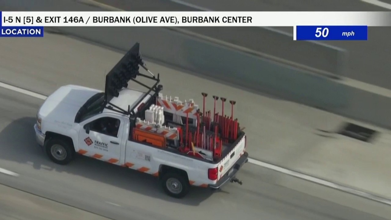 LAPD in pursuit of stolen truck in San Fernando Valley