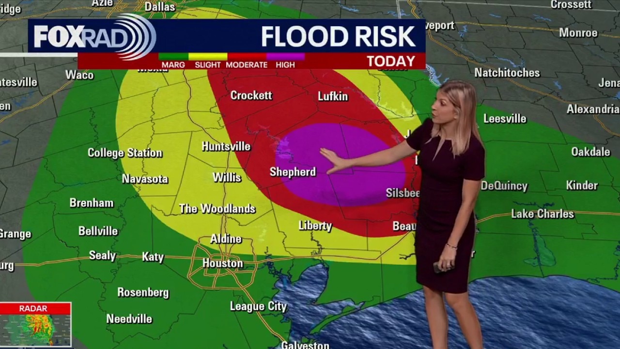 High flood risk Wednesday northeast of Houston