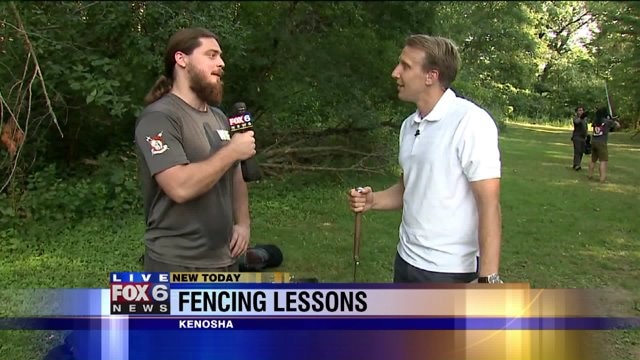 Carl talks fencing technique at Wisconsin Historical Fencing Association