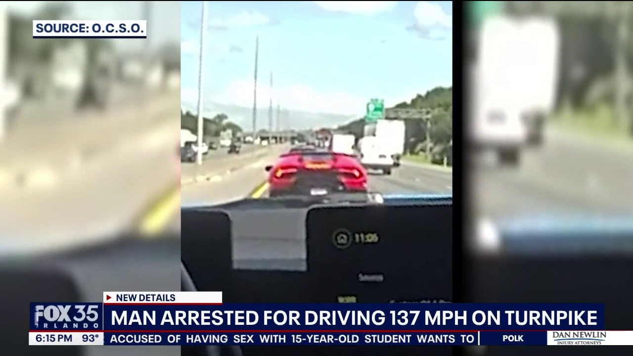 Lamborghini driver arrested after deputies say he hit 137 mph on Florida Turnpike