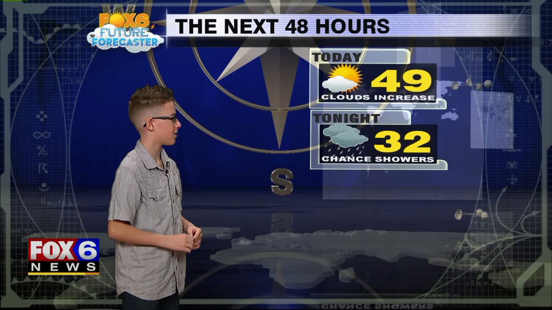 Grayson helps with the weather