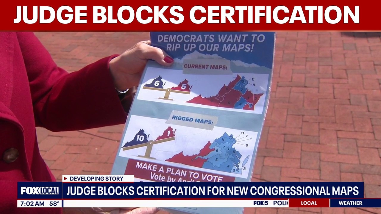 Judge blocks certification of new congressional maps in Virginia