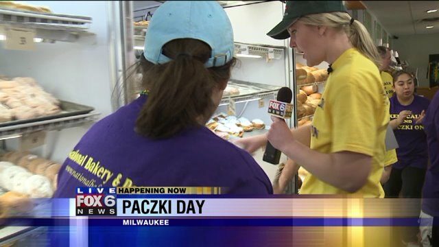 Laura helps fill some Paczki orders