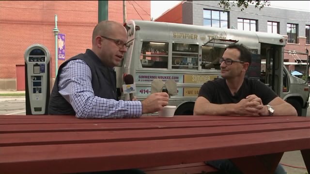 Kramp enjoys some soup during the last day of Street Eats