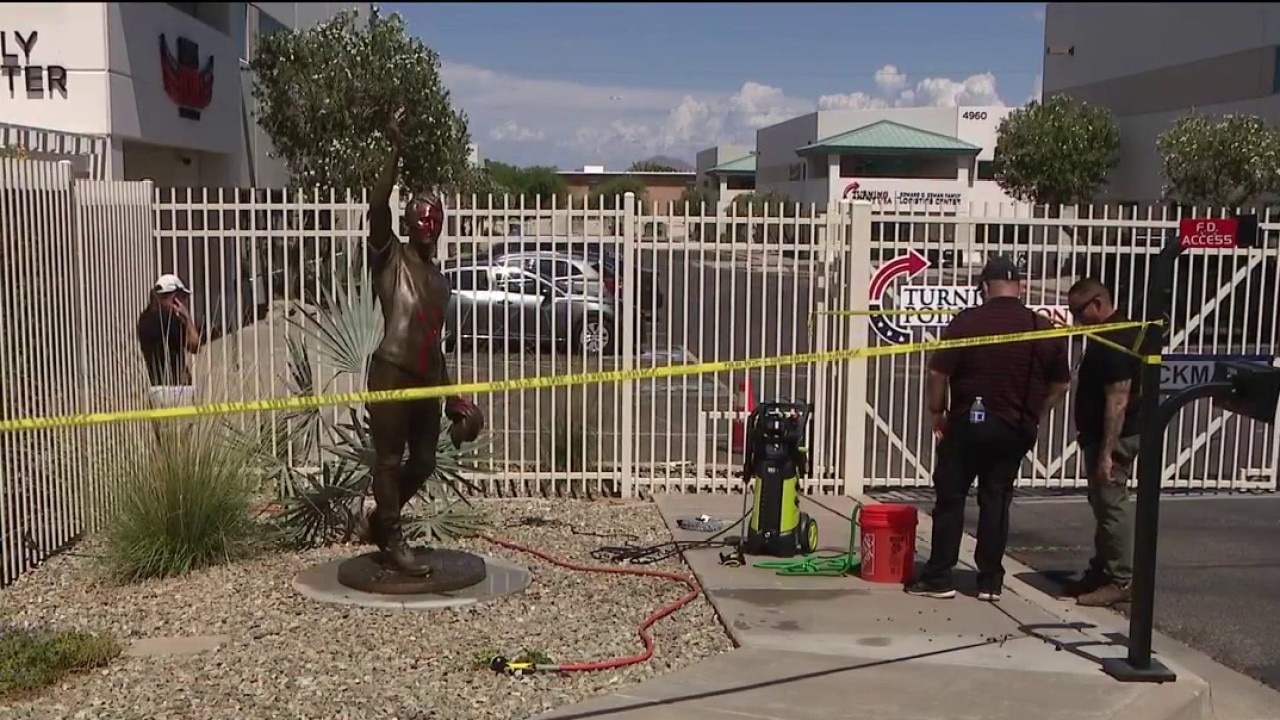 Charlie Kirk TPUSA memorial statue defaced with spray paint in Tempe