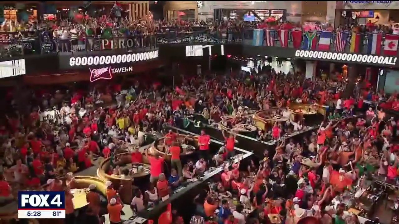 Fans react during first World Cup match at Dallas Stadium