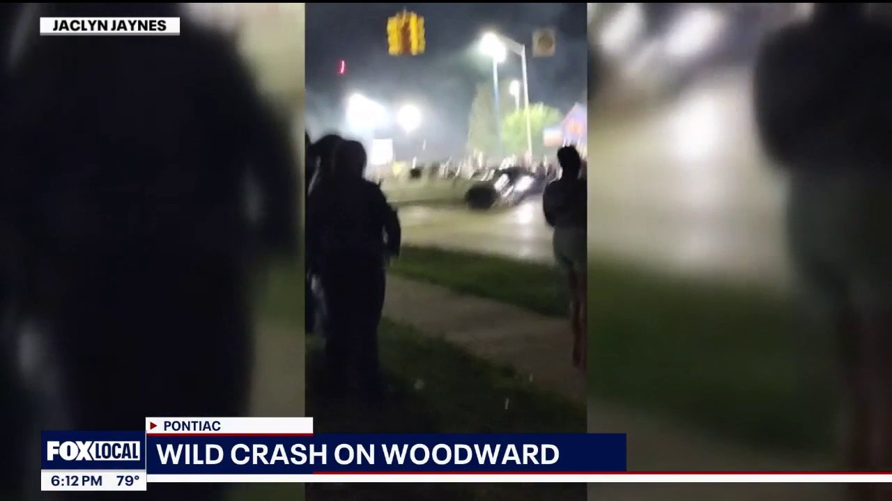 Truck crashes into car on Woodward after burnout