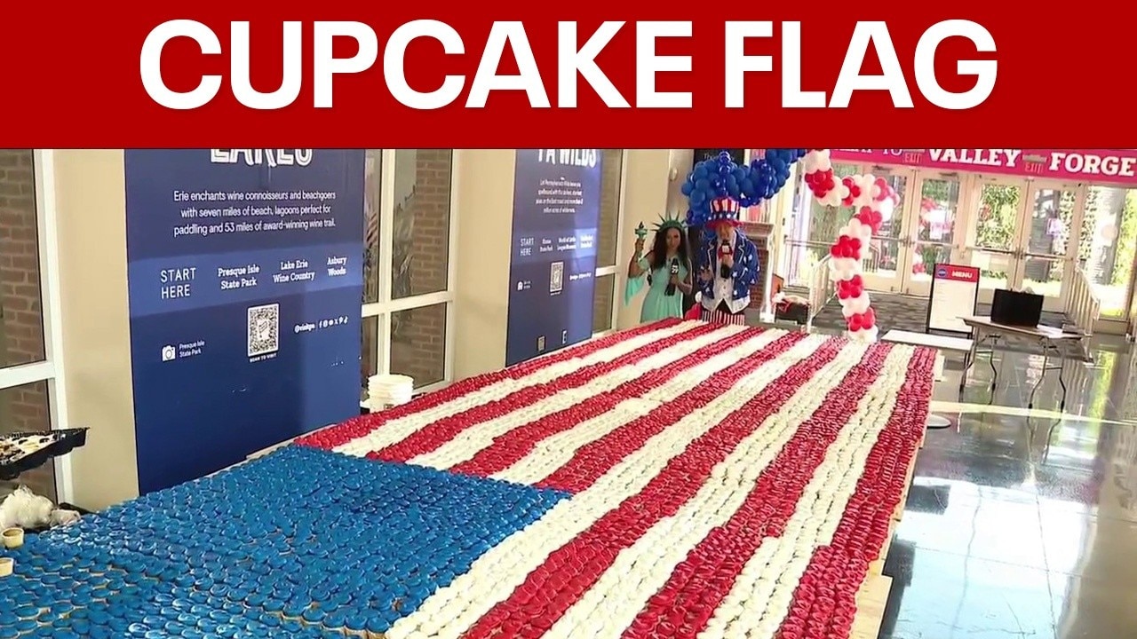Philadelphia's America 250 flag made of 5,000 cupcakes... and they're free