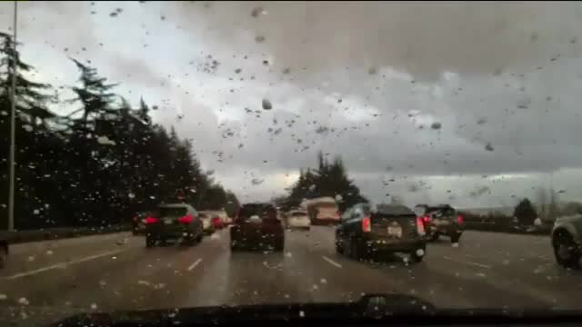 Hail on I-5