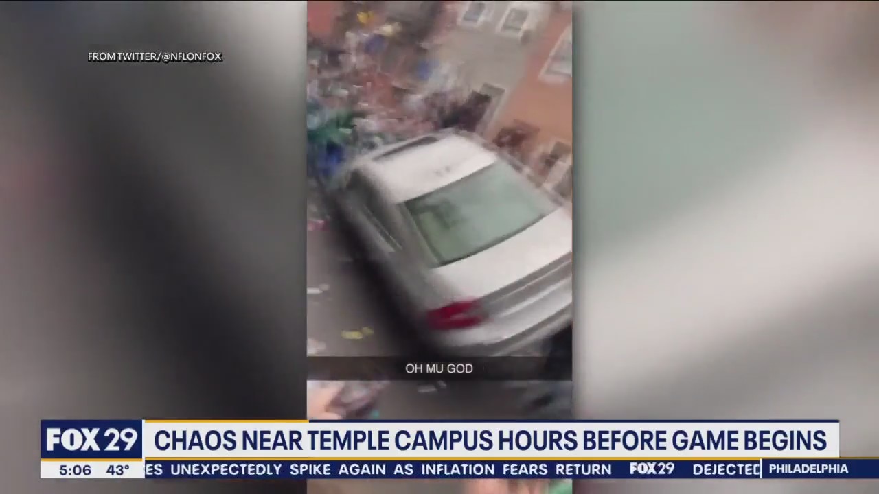 Chaos erupts near Temple University's campus hours before Super Bowl LVII began