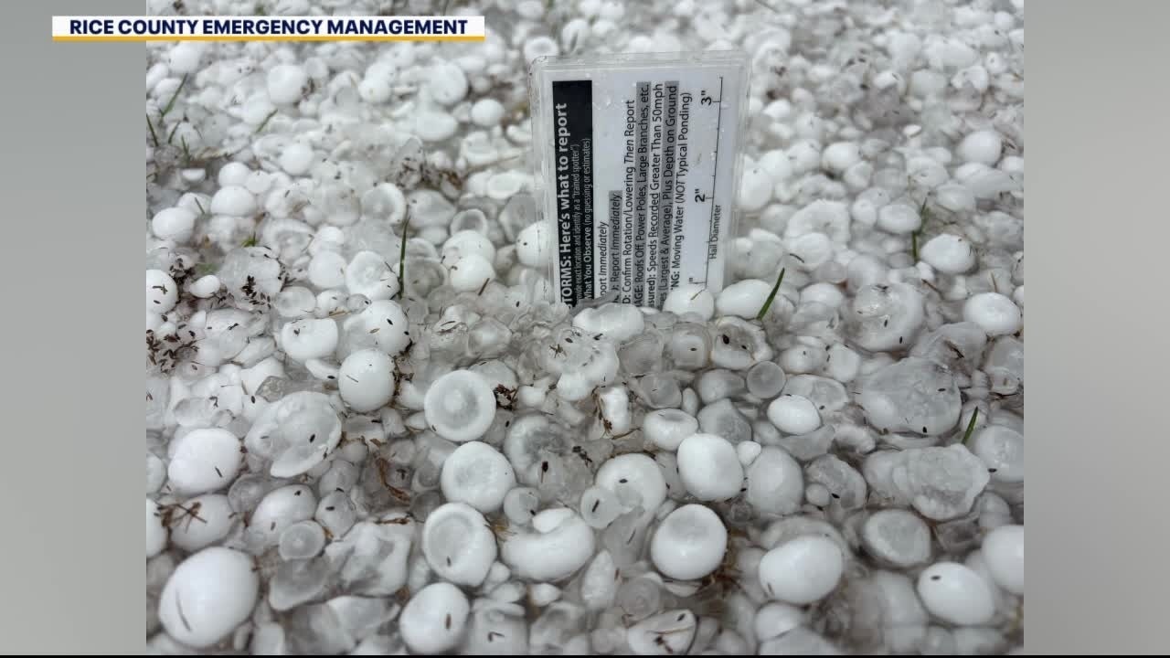Severe storms drop large hail in southern MN