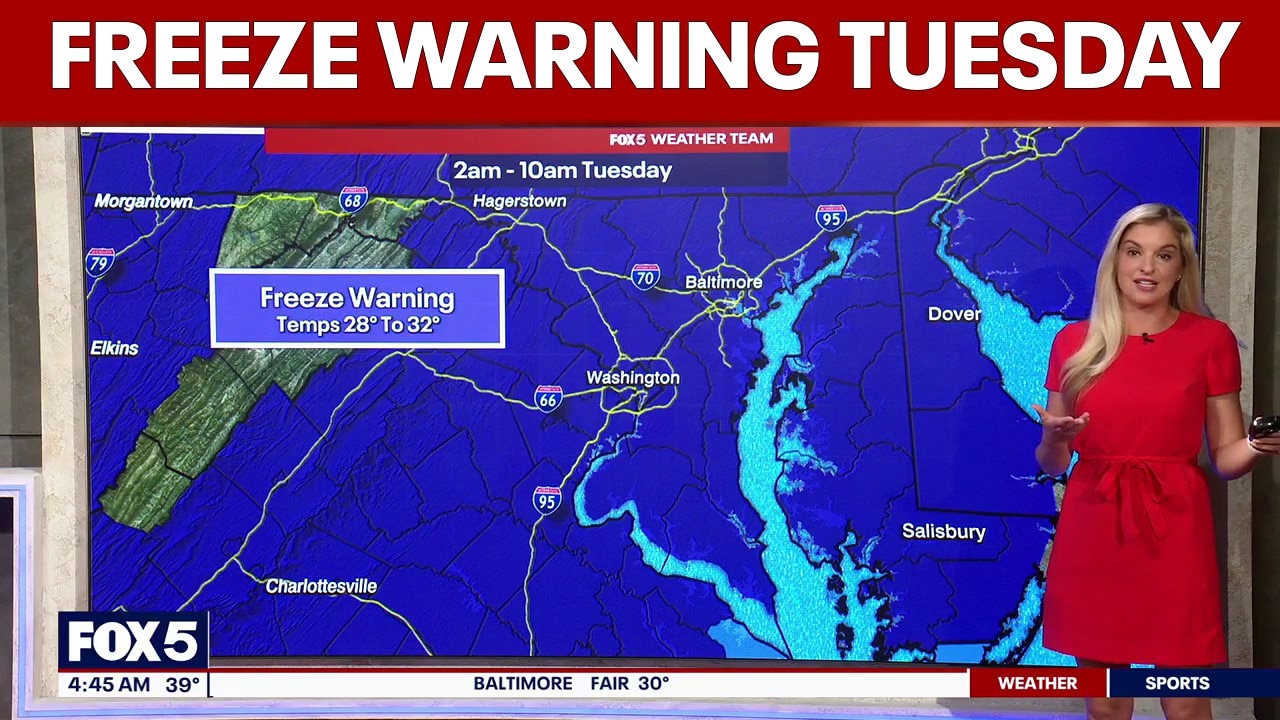 Freeze Warning in effect across DC region Tuesday morning