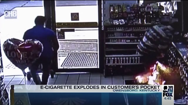 E-cig explodes in man`s pants