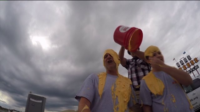 Twist on the ALS "Ice Bucket" challenge: Man getting doused in things like chili, cheese in all 50 states!