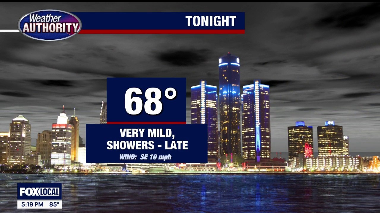 Cloudy and humid with rain showers for Tuesday
