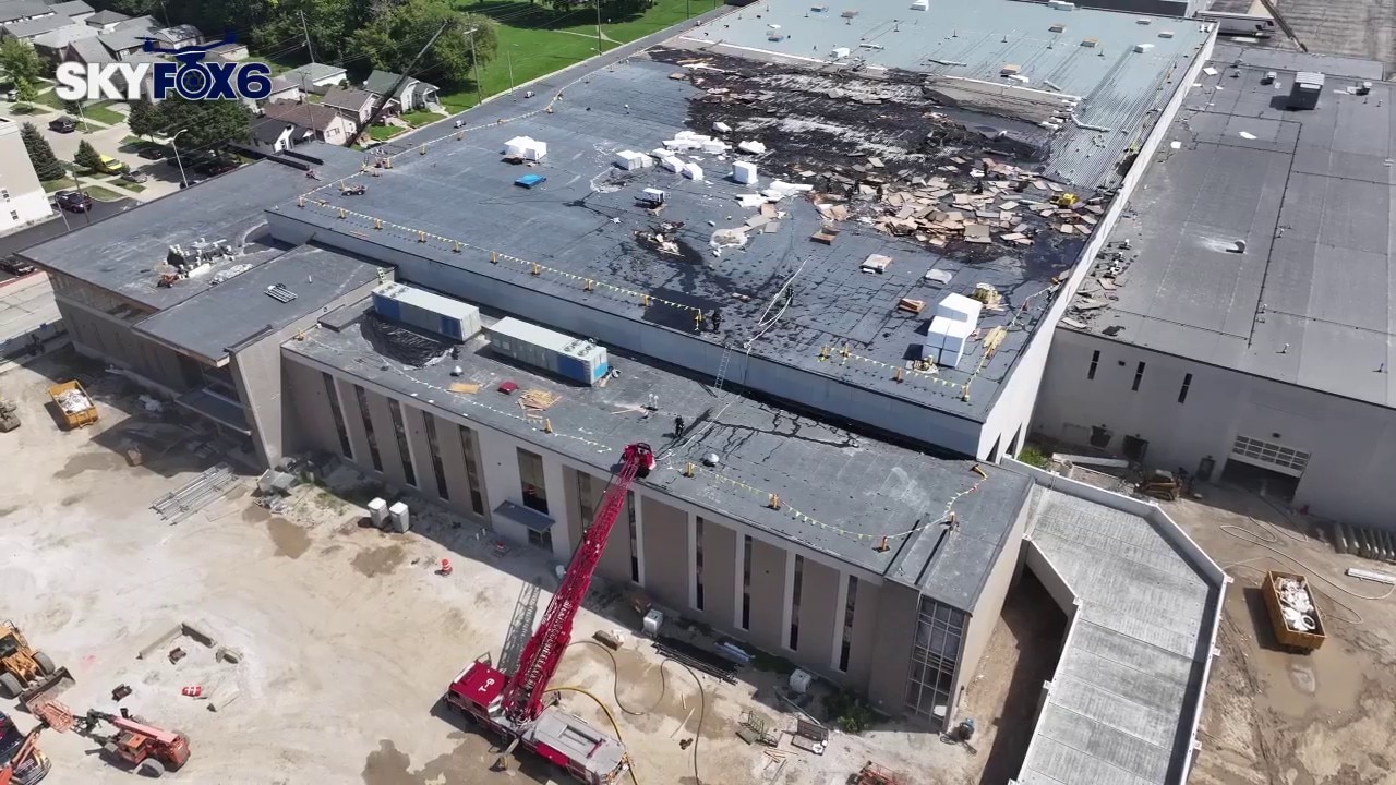 Drone footage: West Allis-West Milwaukee DPW building fire