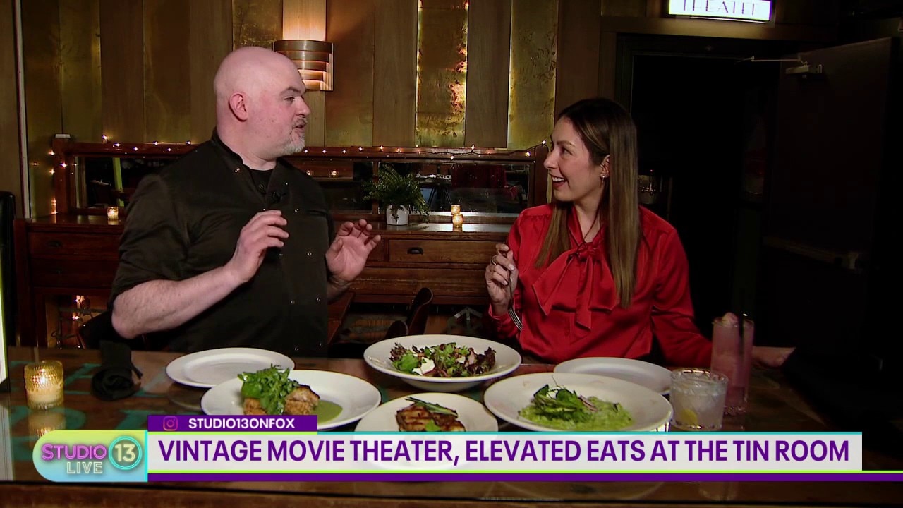 Exploring the vintage movie theater, elevated bar at The Tin Room